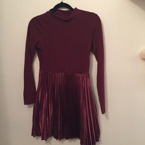 Pixie Market Burgundy Pleated Dress